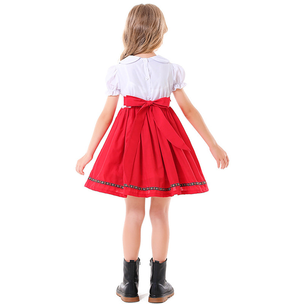 Tiny Cuddling Children's Oktoberfest Bavarian Costume - Red and Black Embroidered Dress