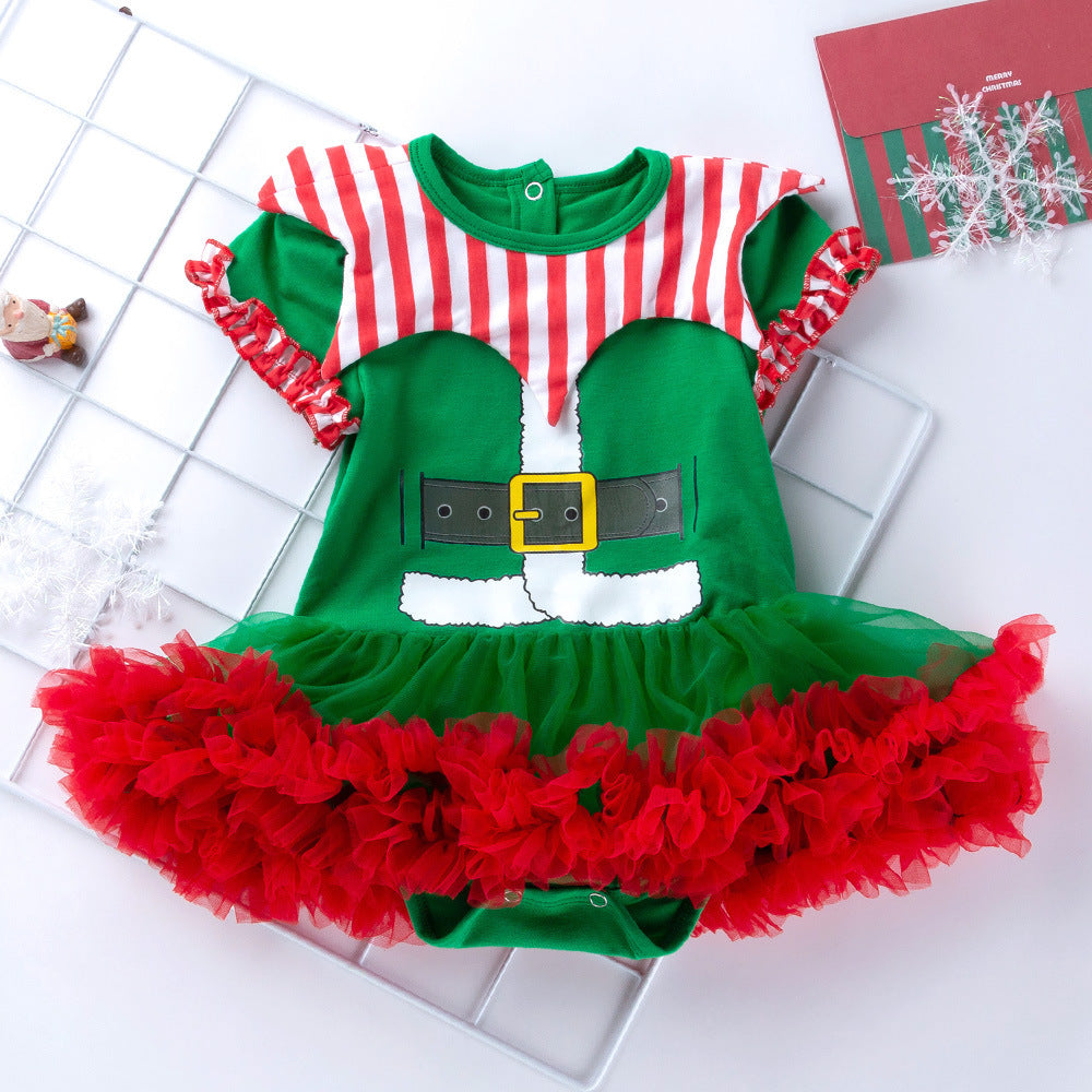 Tiny Cuddling Christmas Striped Romper Baby Suit