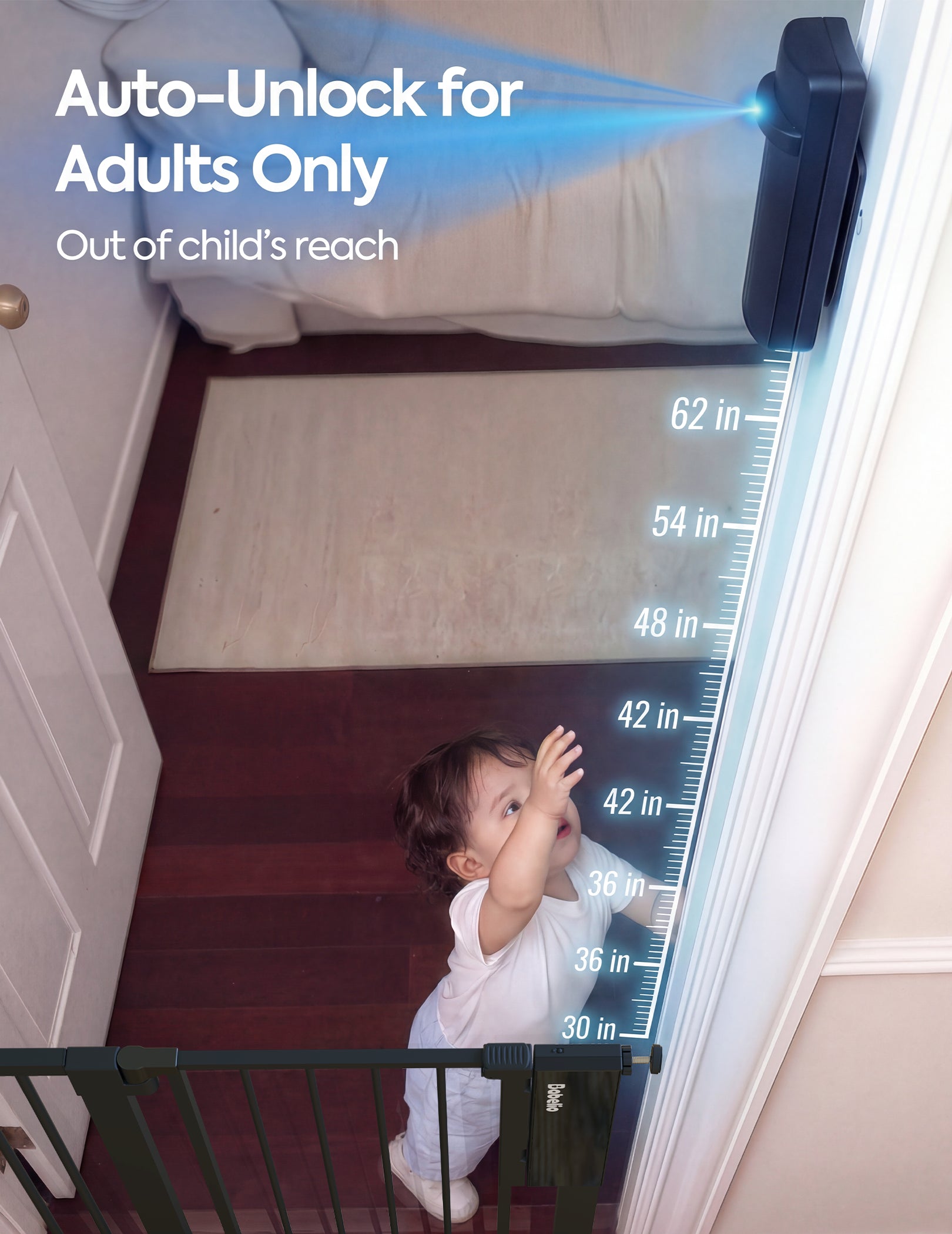 Sensepass | Smart Baby Gate with Infrared Auto-Unlock & Alarm