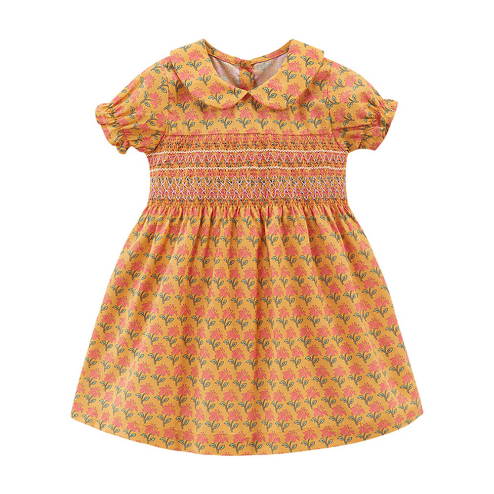 Tropical Breeze Doll Collar Princess Dress for Girls - Vibrant Summer Collection