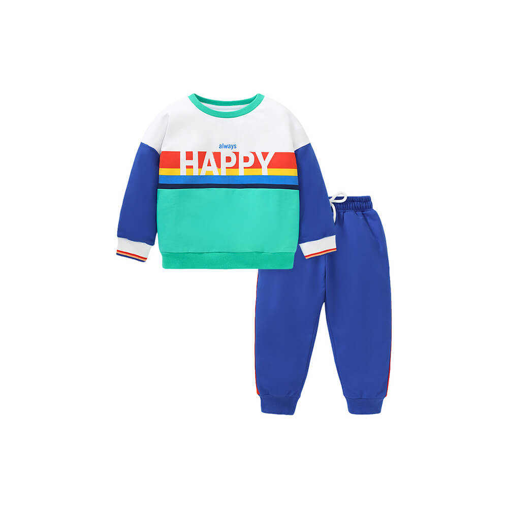 Boys' 'Always Happy' Cotton Sweatshirt & Pants Set - Autumn Collection