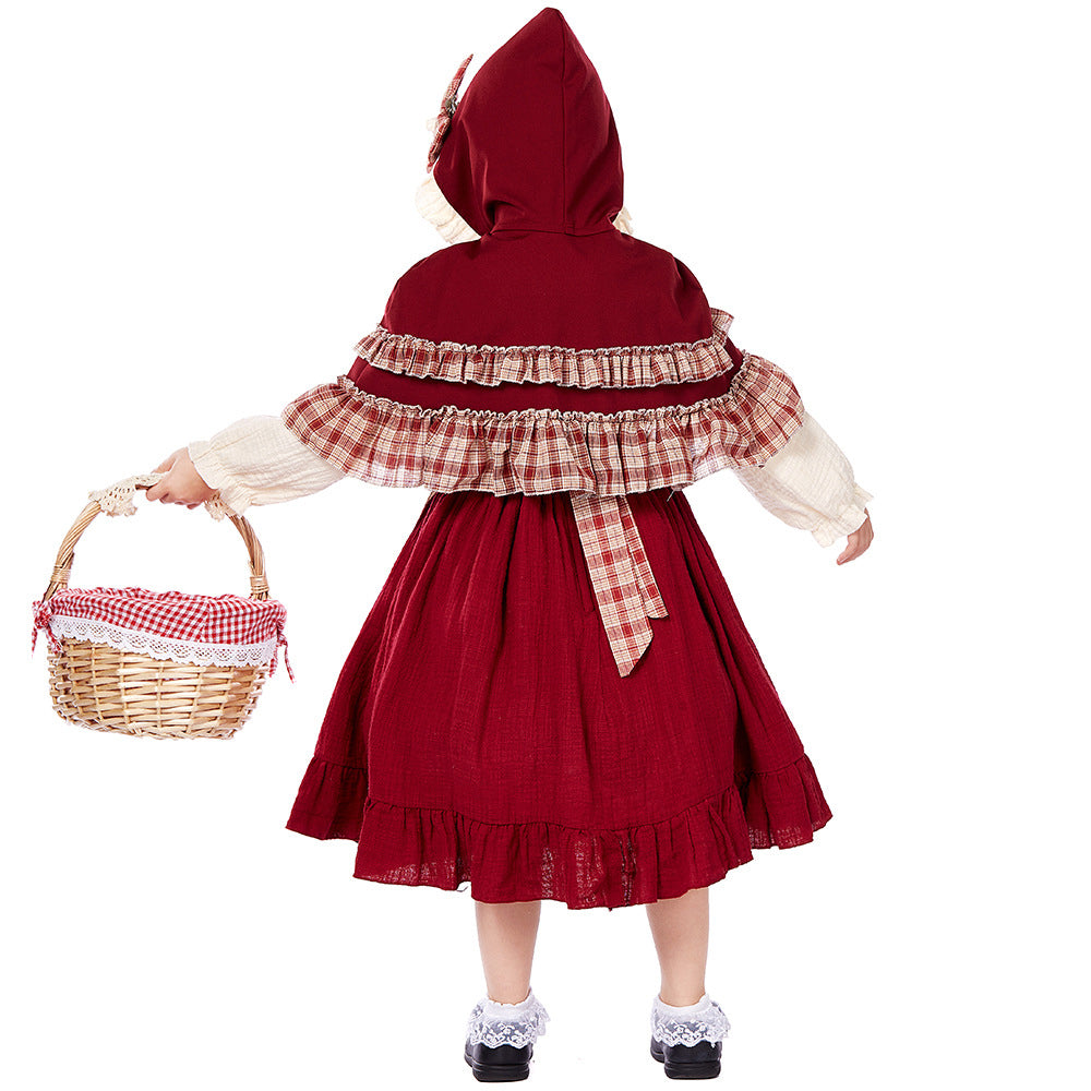 Tiny Cuddling Children's Little Red Riding Hood Costume - Perfect for Stage Plays and Christmas Celebrations