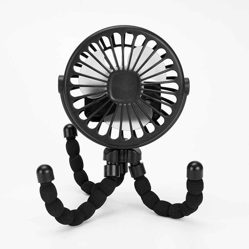 LulliNini Fan for Stroller - Portable USB Rechargeable Octopus Mini Fan with Night Light