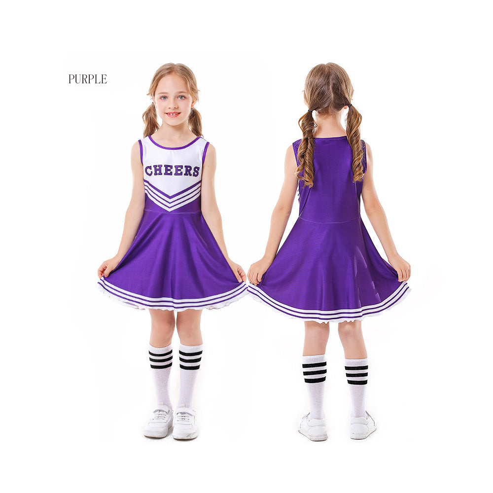 Tiny Cuddling Children's Cheerleader Costume Set - 5 Colors with Socks, Perfect for Stage Performances and Sports Events