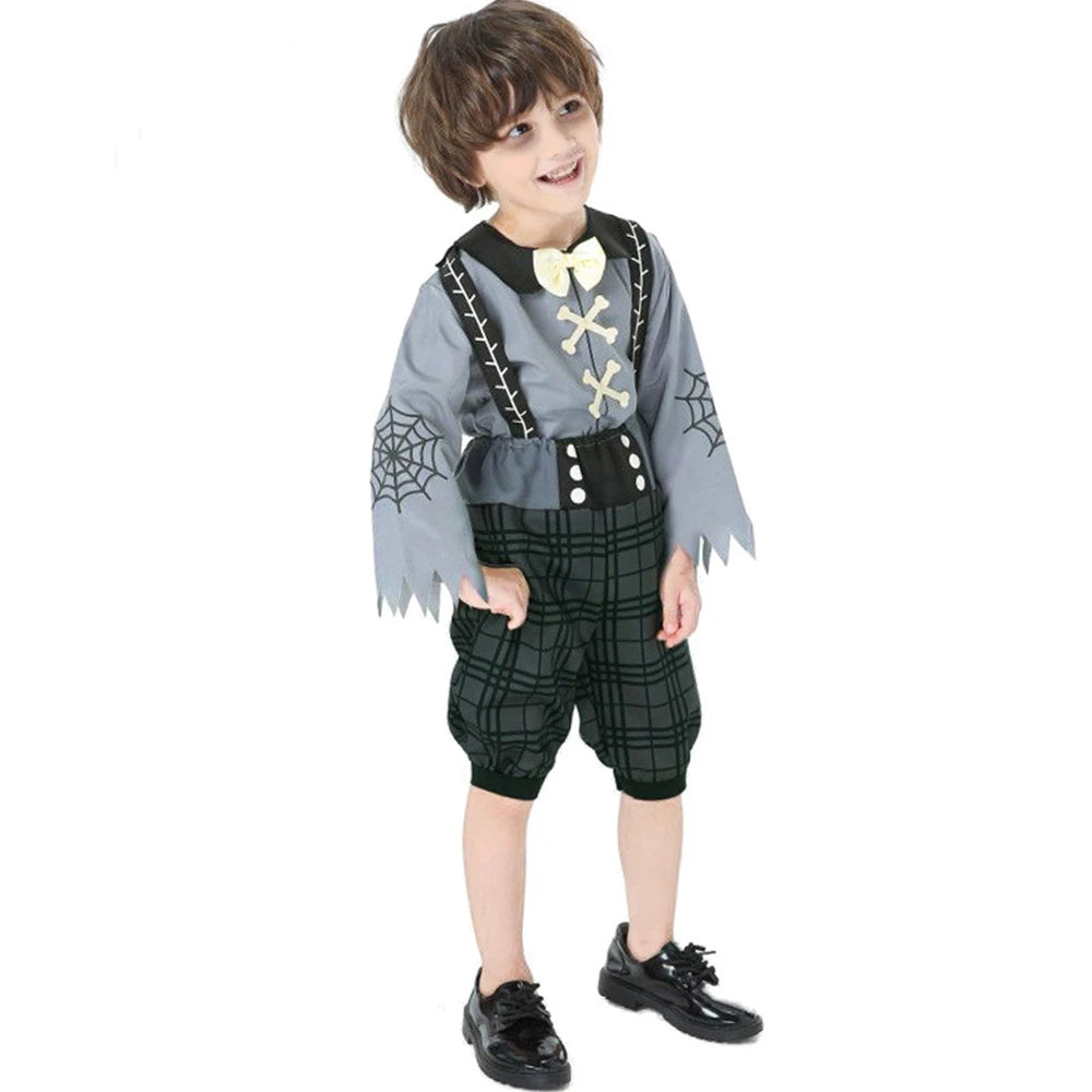 Tiny Cuddling Trickster Zombie Suspender Outfit for Boys | 2024 Halloween Costume