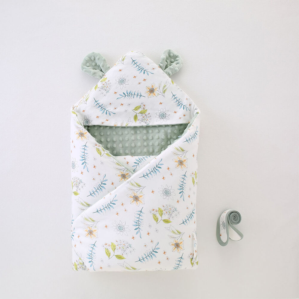 Adorable Cotton Infant Swaddle with Plush Minky Dot Interior - Four Seasons Newborn Essential