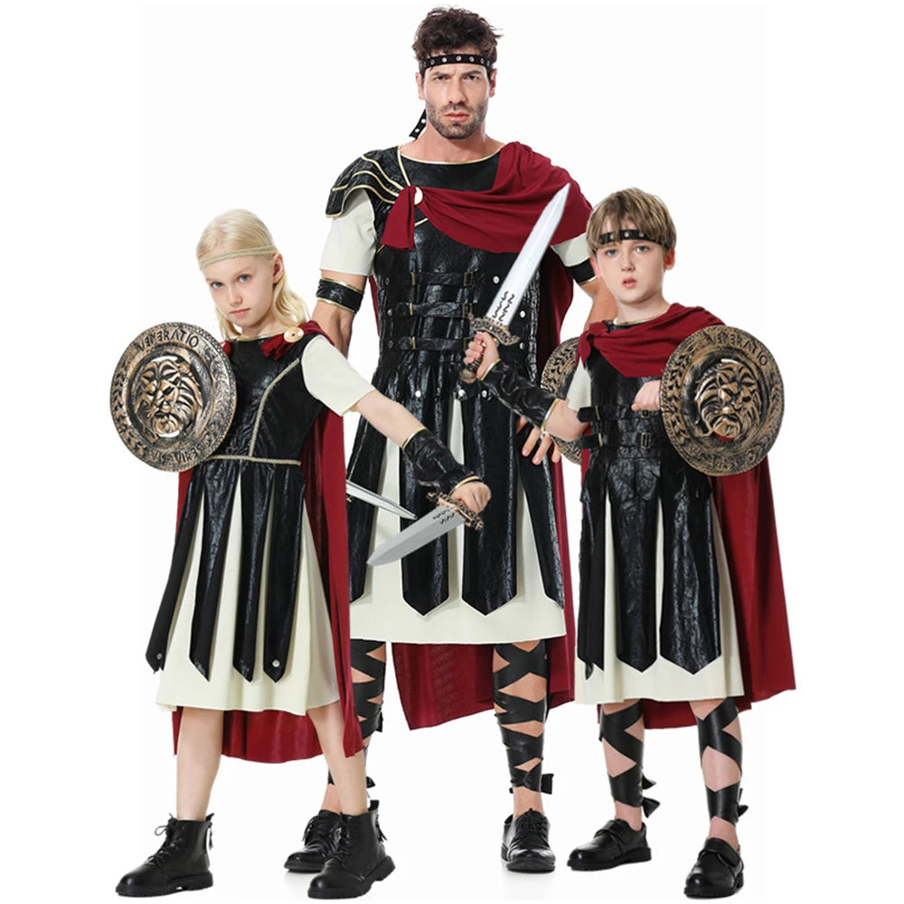 Tiny Cuddling Roman Gladiator Family Matching Costume | 2024 Halloween Costume