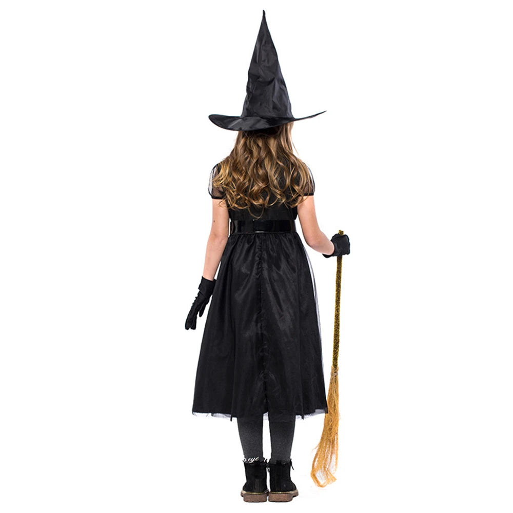 Tiny Cuddling Black Mesh Little Witch Costume for Girls | 2024 Halloween Costume