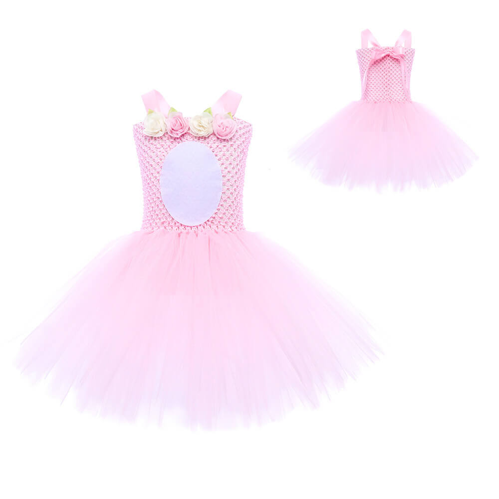 Enchanting Bunny Tutu Dress for Girls – Delightful Pink Rabbit Cartoon Dress for Carnival & Festive Performances
