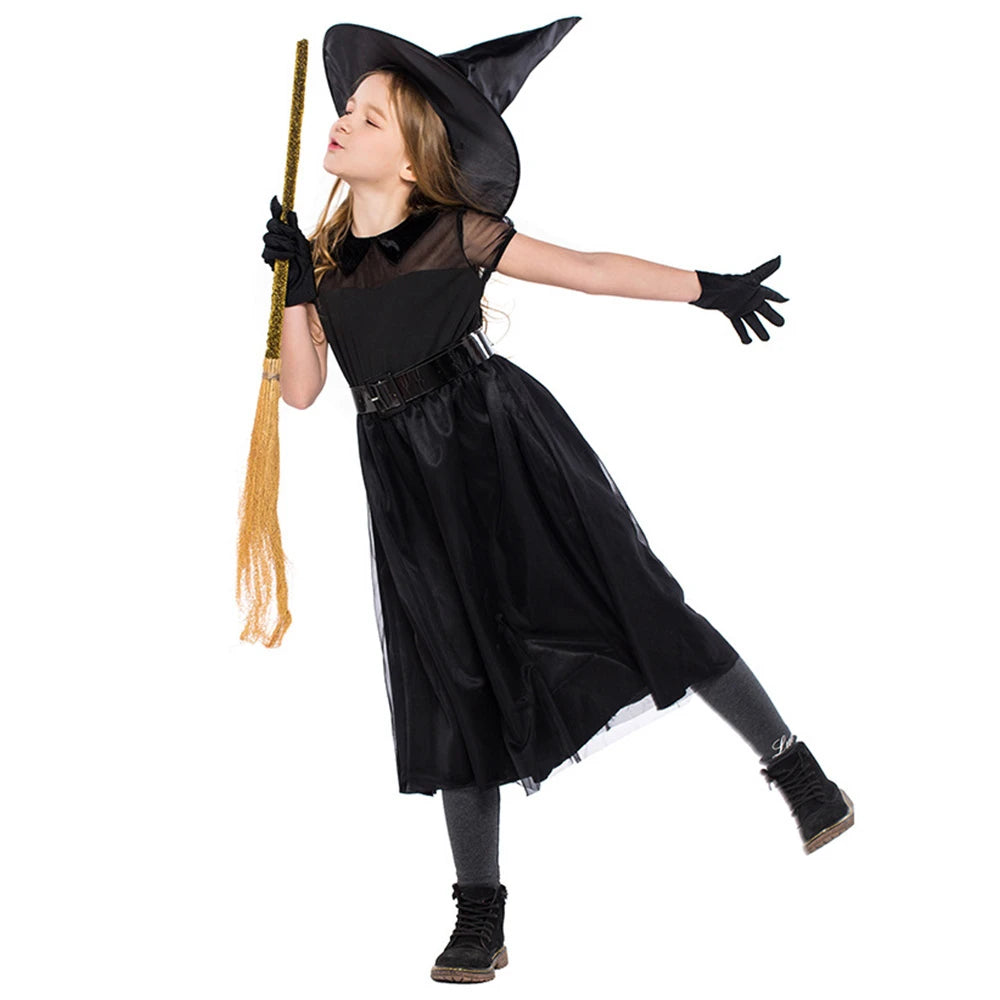 Tiny Cuddling Black Mesh Little Witch Costume for Girls | 2024 Halloween Costume