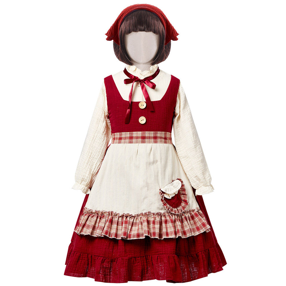 Tiny Cuddling Children's Little Red Riding Hood Costume - Perfect for Stage Plays and Christmas Celebrations