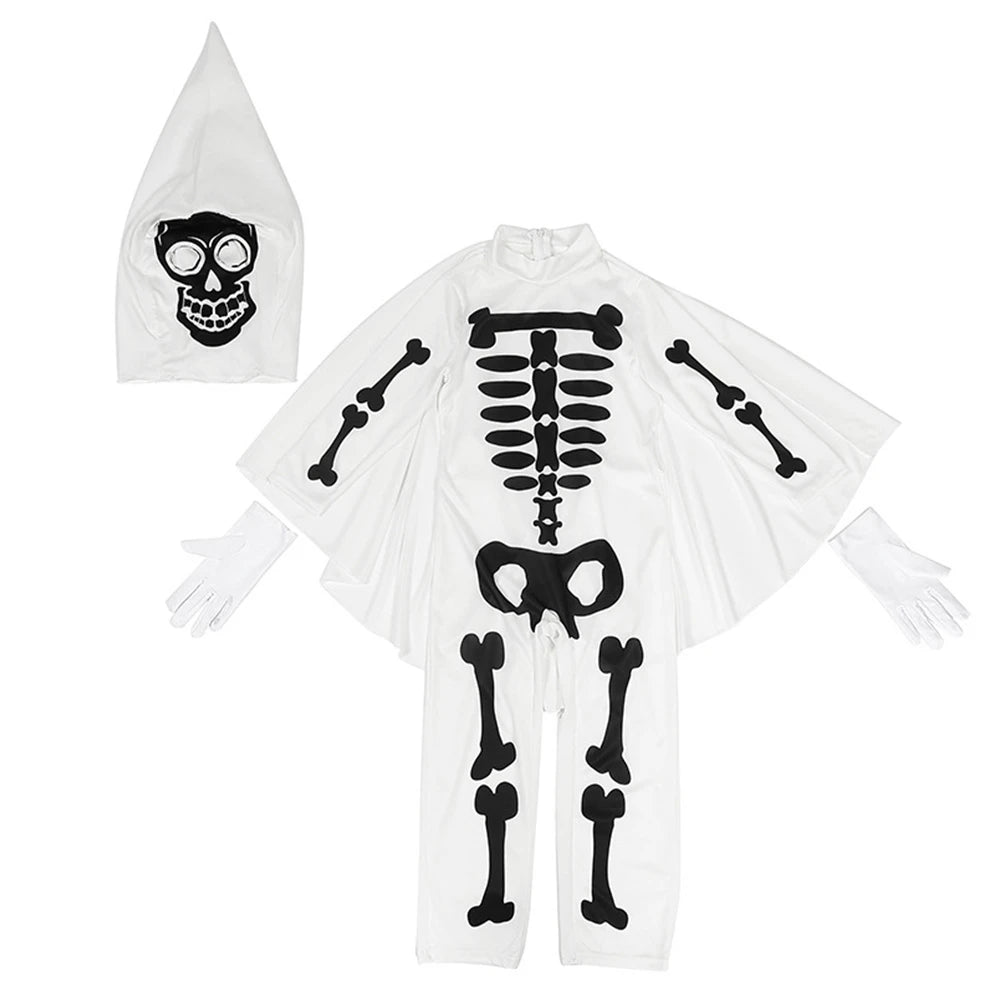 Tiny Cuddling White Skeleton Ghost Party Family Outfit for Boys | 2024 Halloween Costume