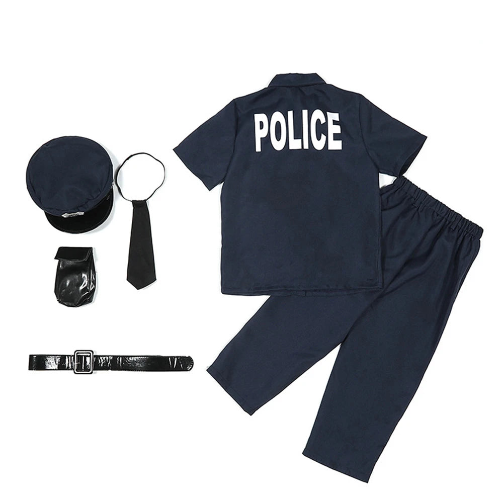 Tiny Cuddling Blue Police Officer Role-Play Costume with Props for Boys | 2024 Halloween Costume