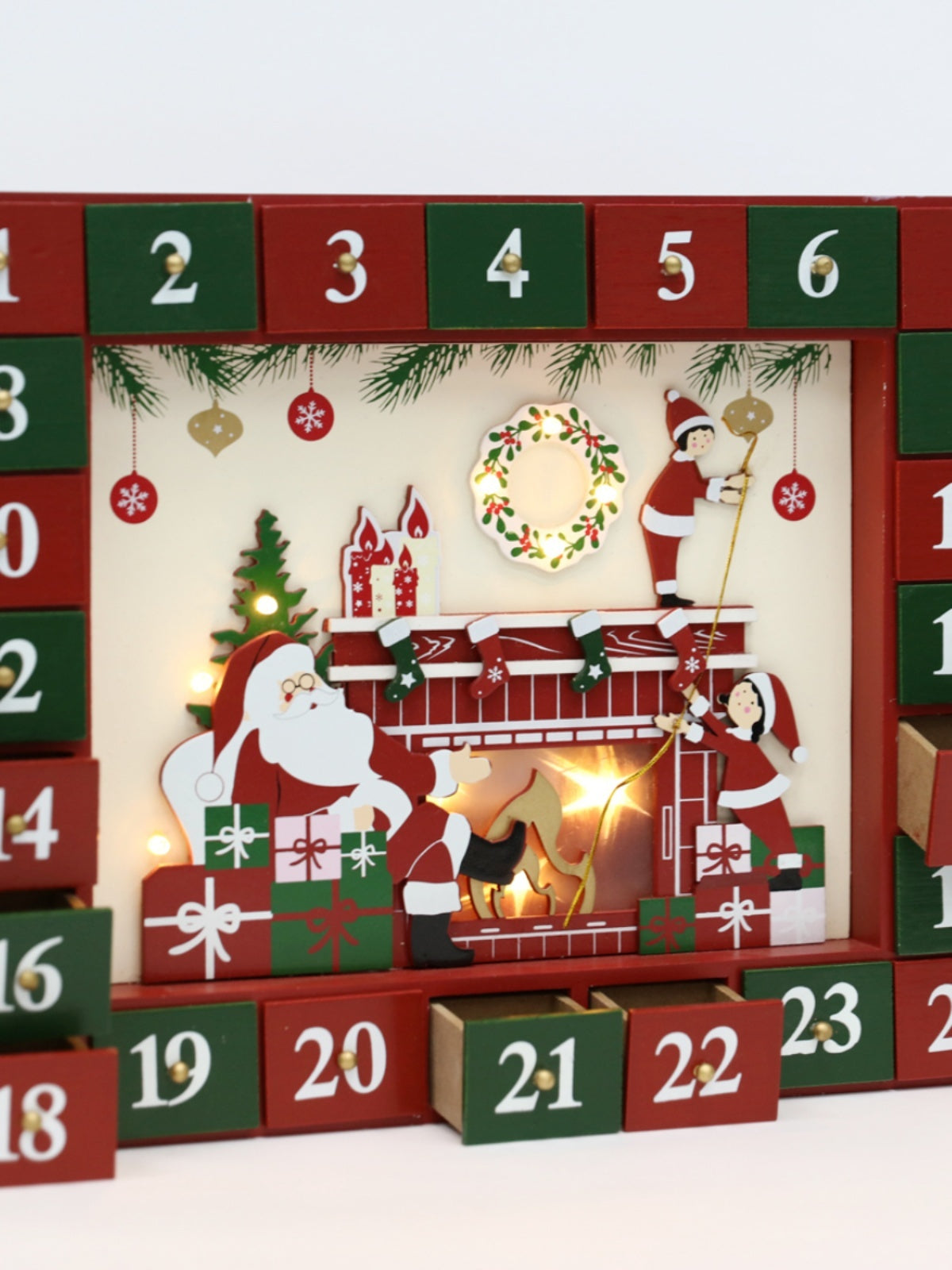 LulliNini Christmas Countdown Lamp Fireplace Calendar Cabinet Decorations