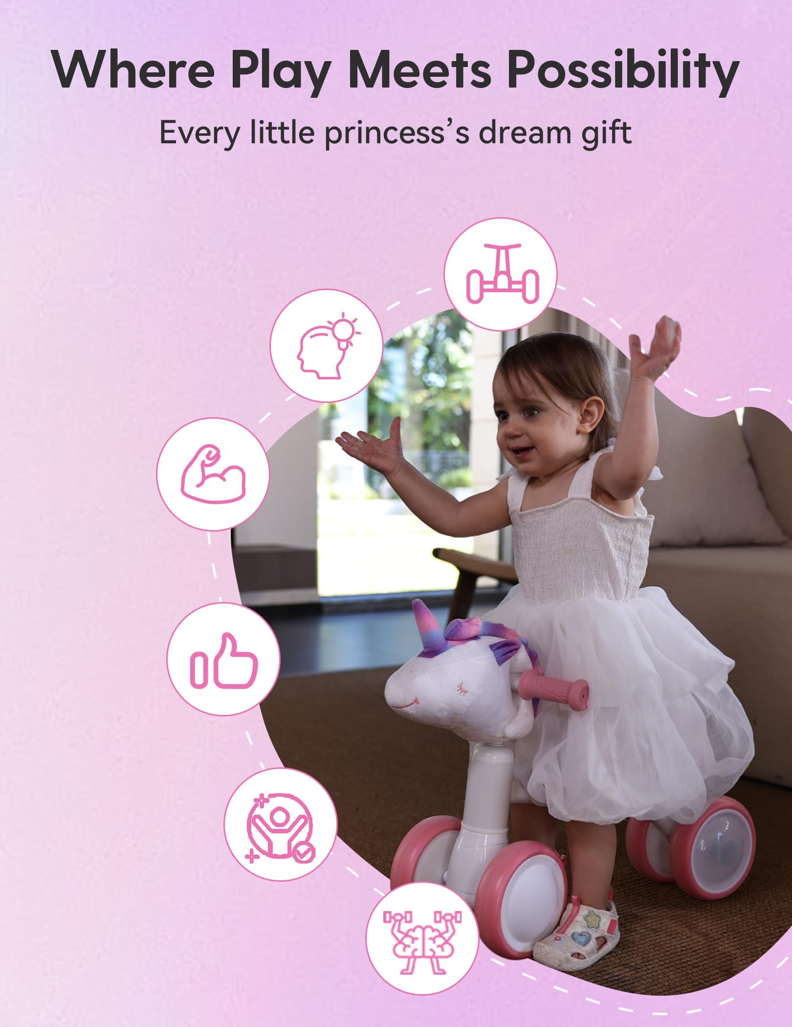 Magic Rider | Unicorn Balance Bike for Toddlers | Perfect for 1st Birthday Gift