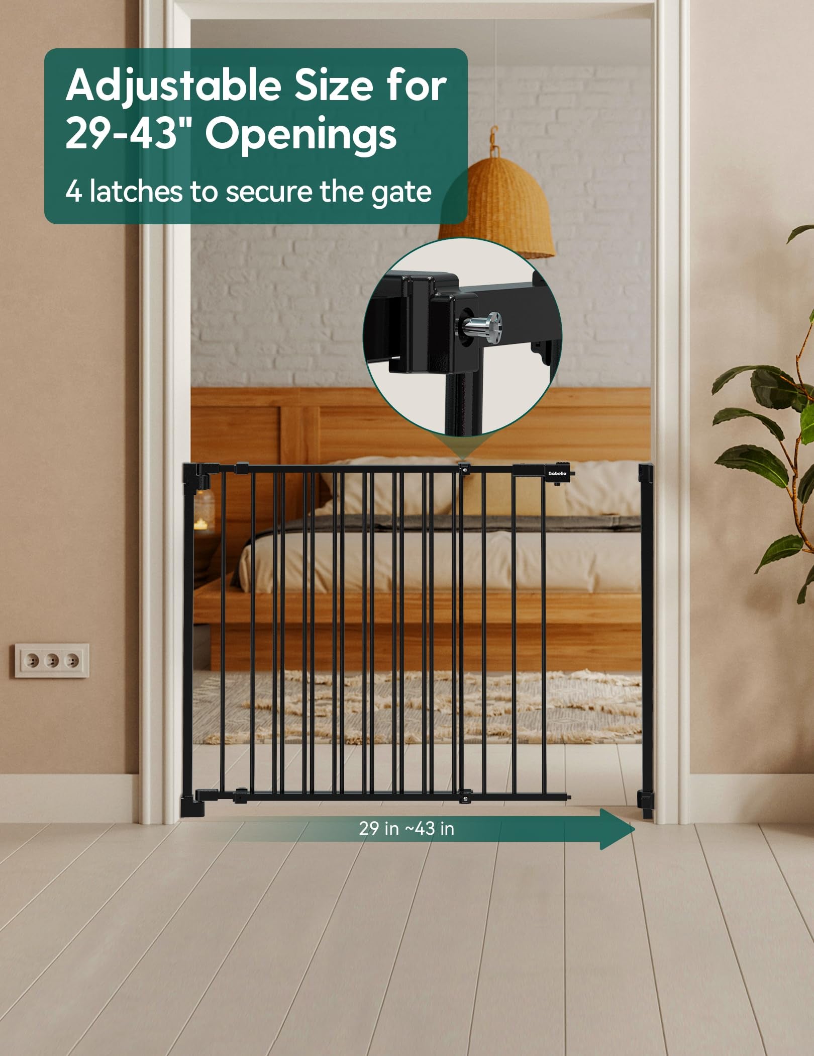 Boundless R30 | 29-43"W Baby&Dog Gate for Stairs and Doorways