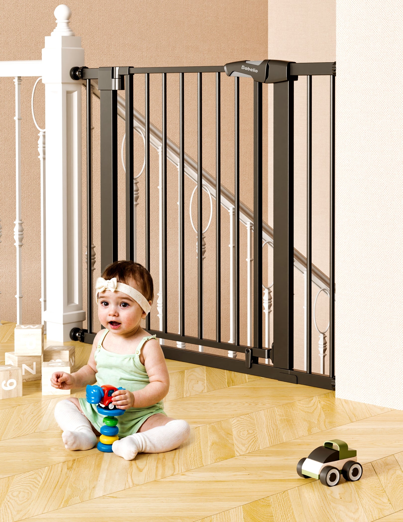 Babelio Upgraded 29-43"W Magnetic Auto-Close Baby Gate | Protectors