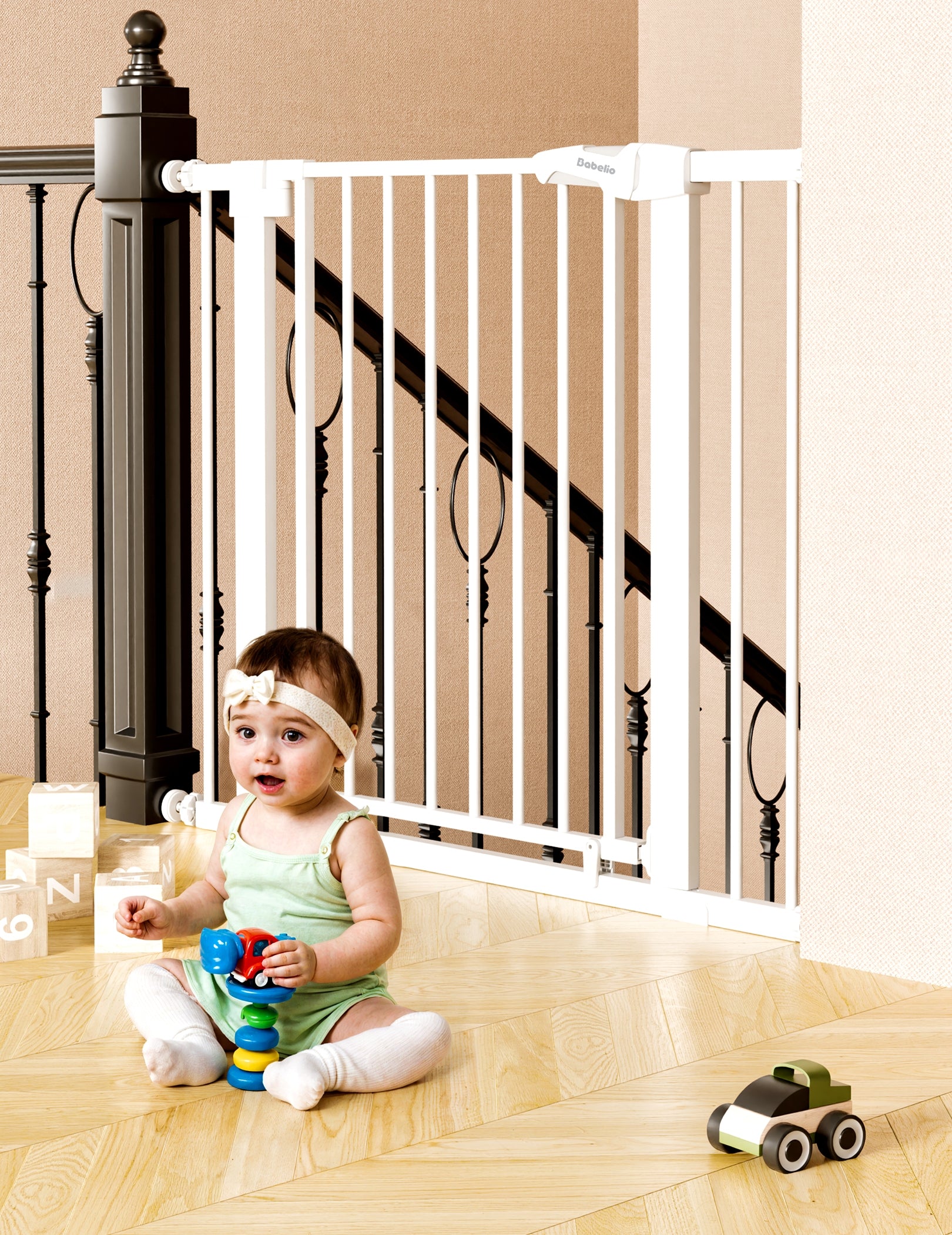 Babelio Upgraded 29-43"W Magnetic Auto-Close Baby Gate | Protectors