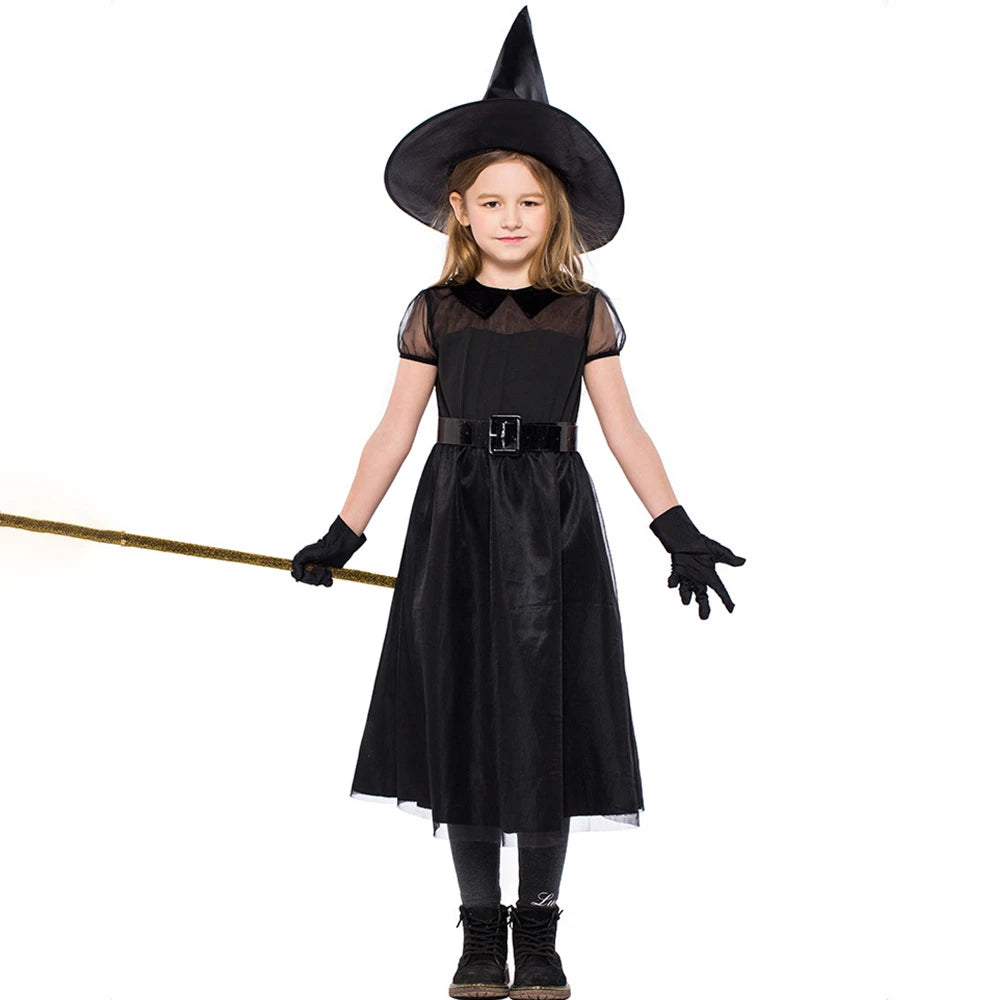 Tiny Cuddling Black Mesh Little Witch Costume for Girls | 2024 Halloween Costume