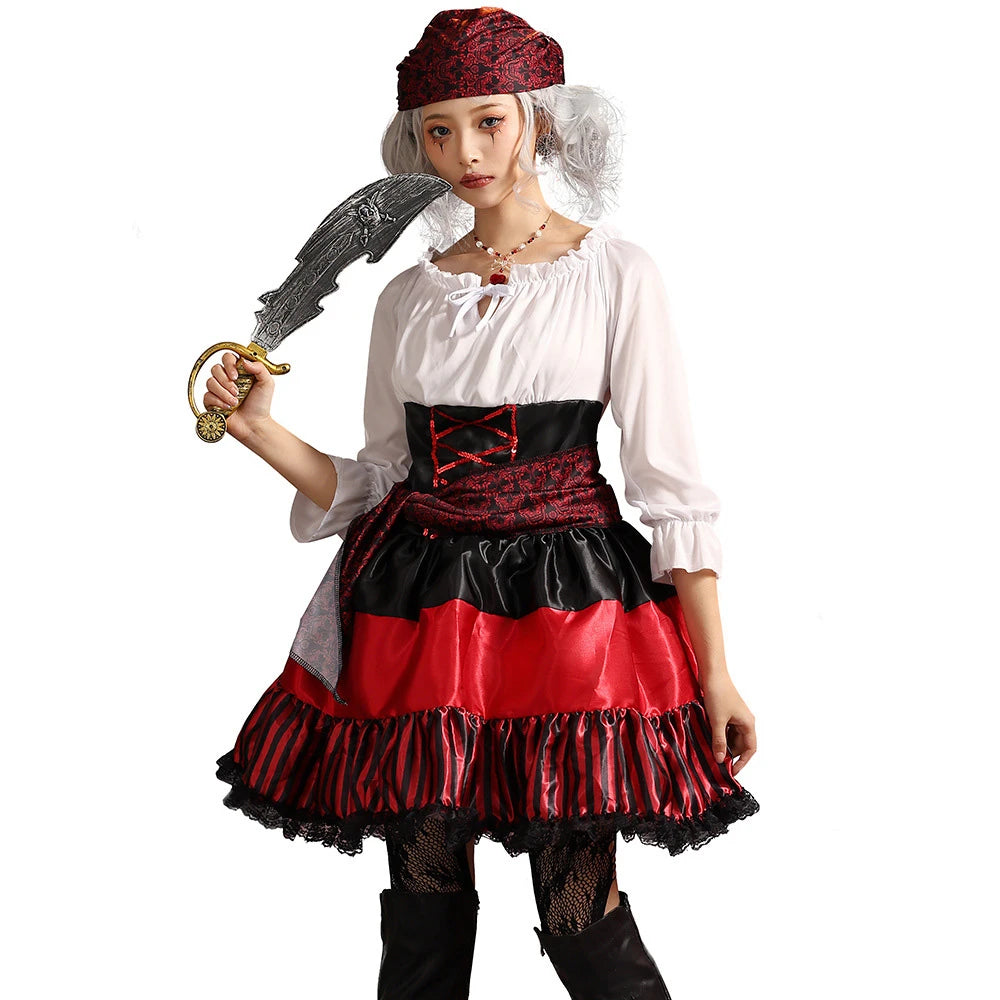 Tiny Cuddling Red Striped Lace Pirate Family Matching Costume | 2024 Halloween Costume