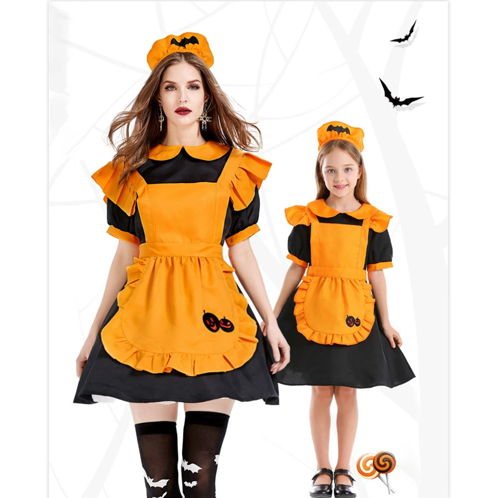 Tiny Cuddling Orange Pumpkin Maid Costume | 2024 Halloween Costume