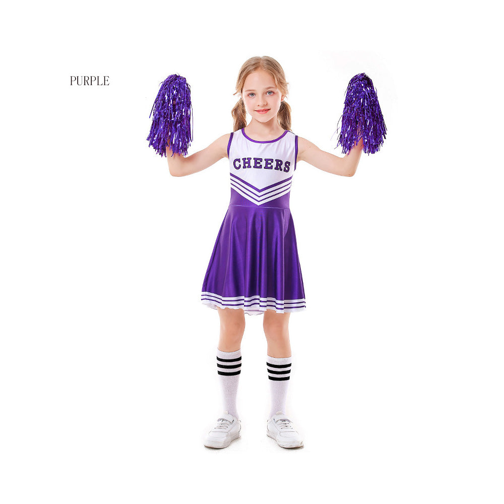 Tiny Cuddling Children's Cheerleader Costume Set - 5 Colors with Socks, Perfect for Stage Performances and Sports Events