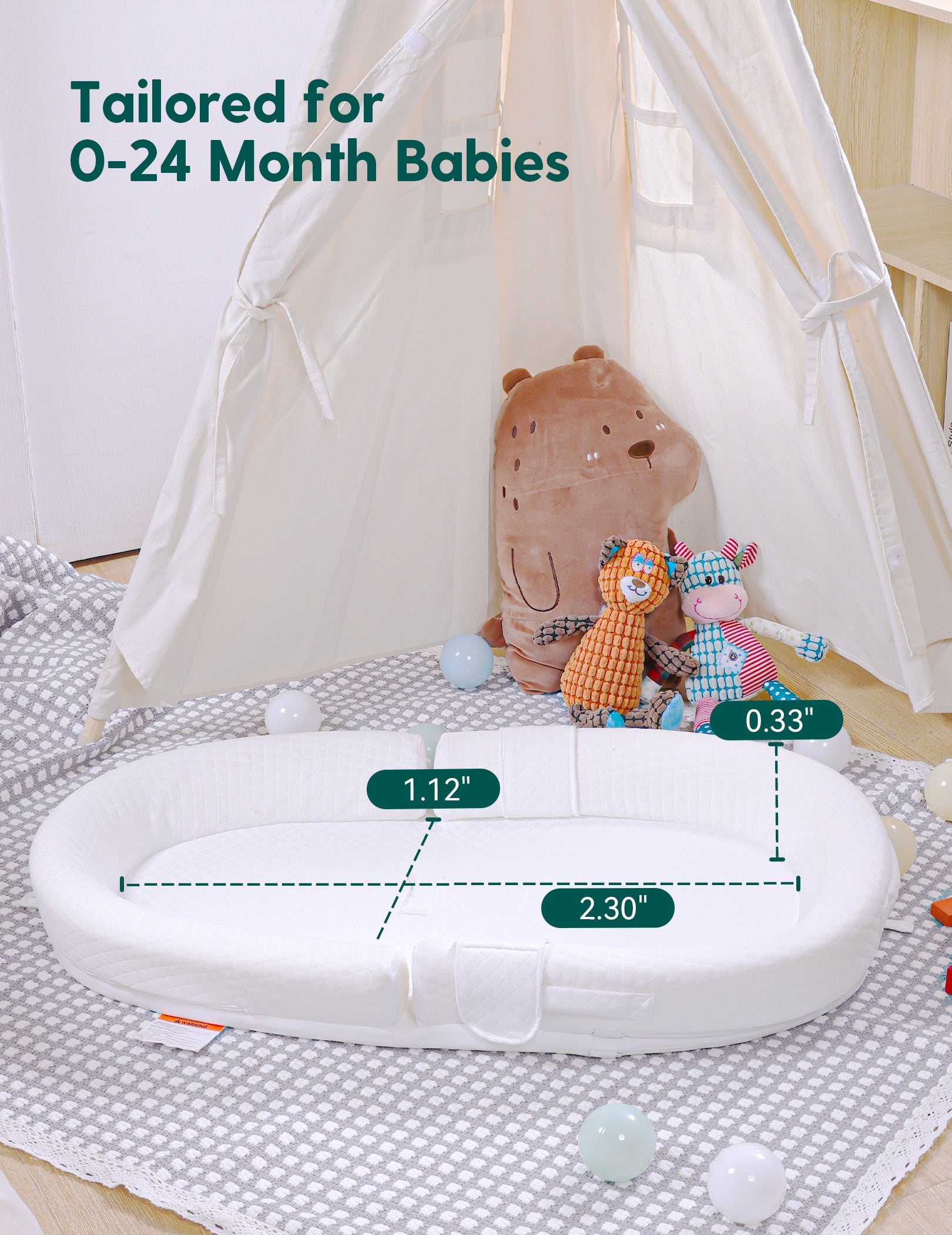 Babelio Anti-Reflux Baby Lounger | Adjustable, Portable & Washable for Newborns (0–24 Months)