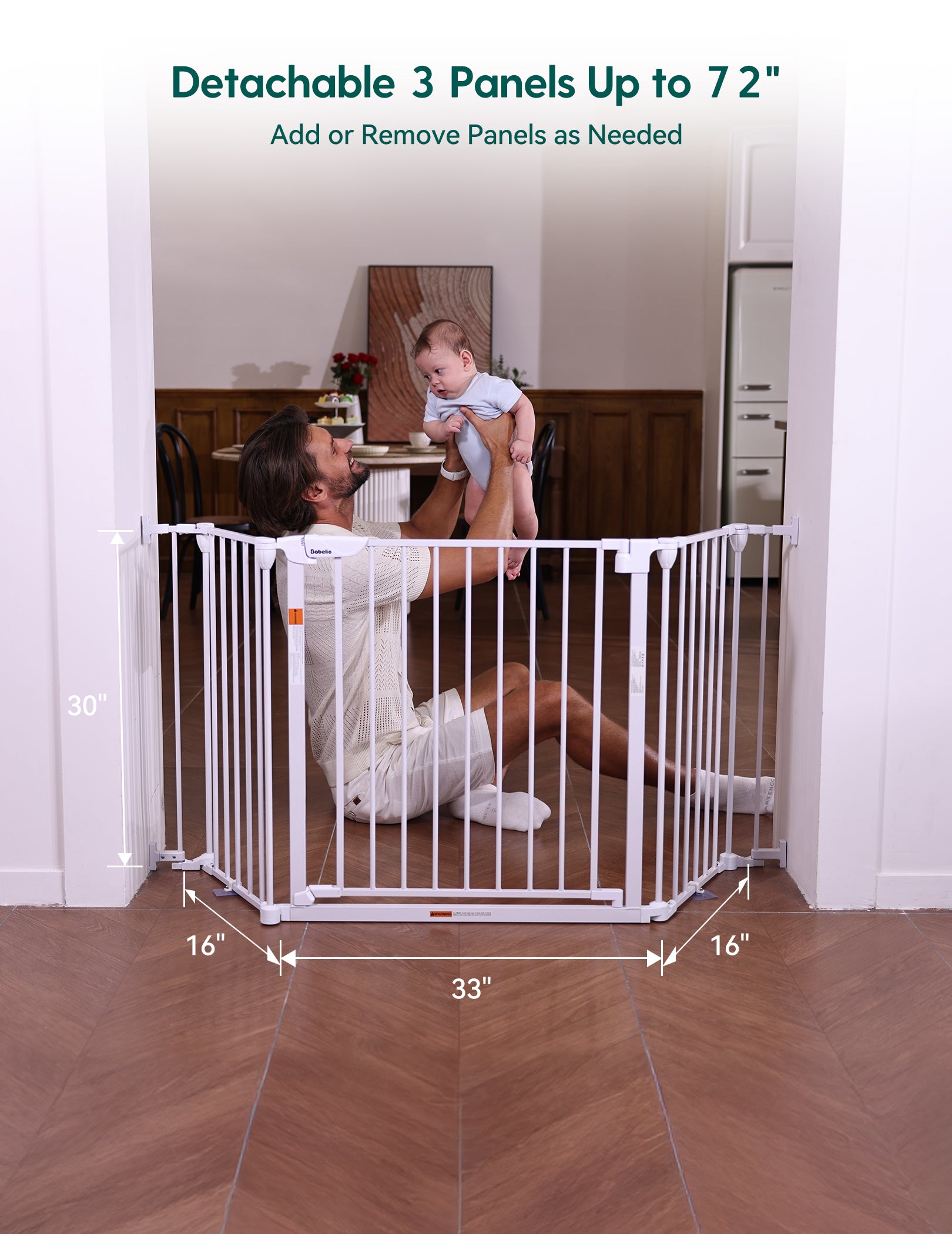 AdaptiZone | Extra Wide Baby Gate, 30" Tall Auto-Close Pet & Child Safety Gate for Stairs