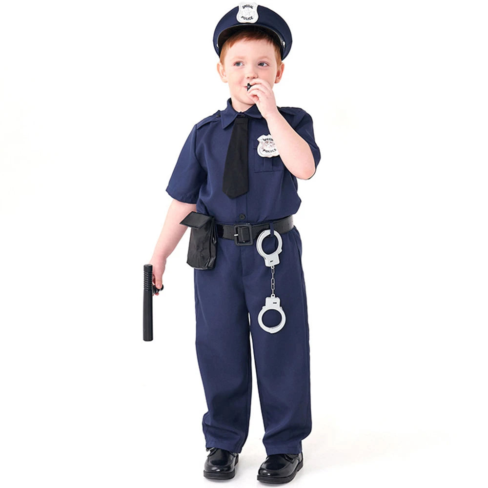 Tiny Cuddling Blue Police Officer Role-Play Costume with Props for Boys | 2024 Halloween Costume