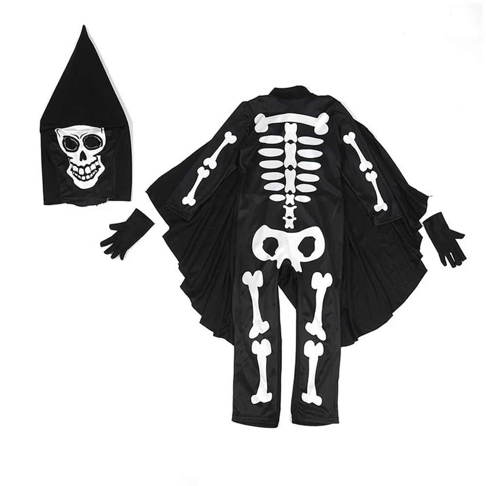 Tiny Cuddling White Skeleton Ghost Party Family Outfit for Boys | 2024 Halloween Costume