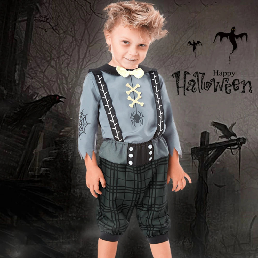 Tiny Cuddling Trickster Zombie Suspender Outfit for Boys | 2024 Halloween Costume