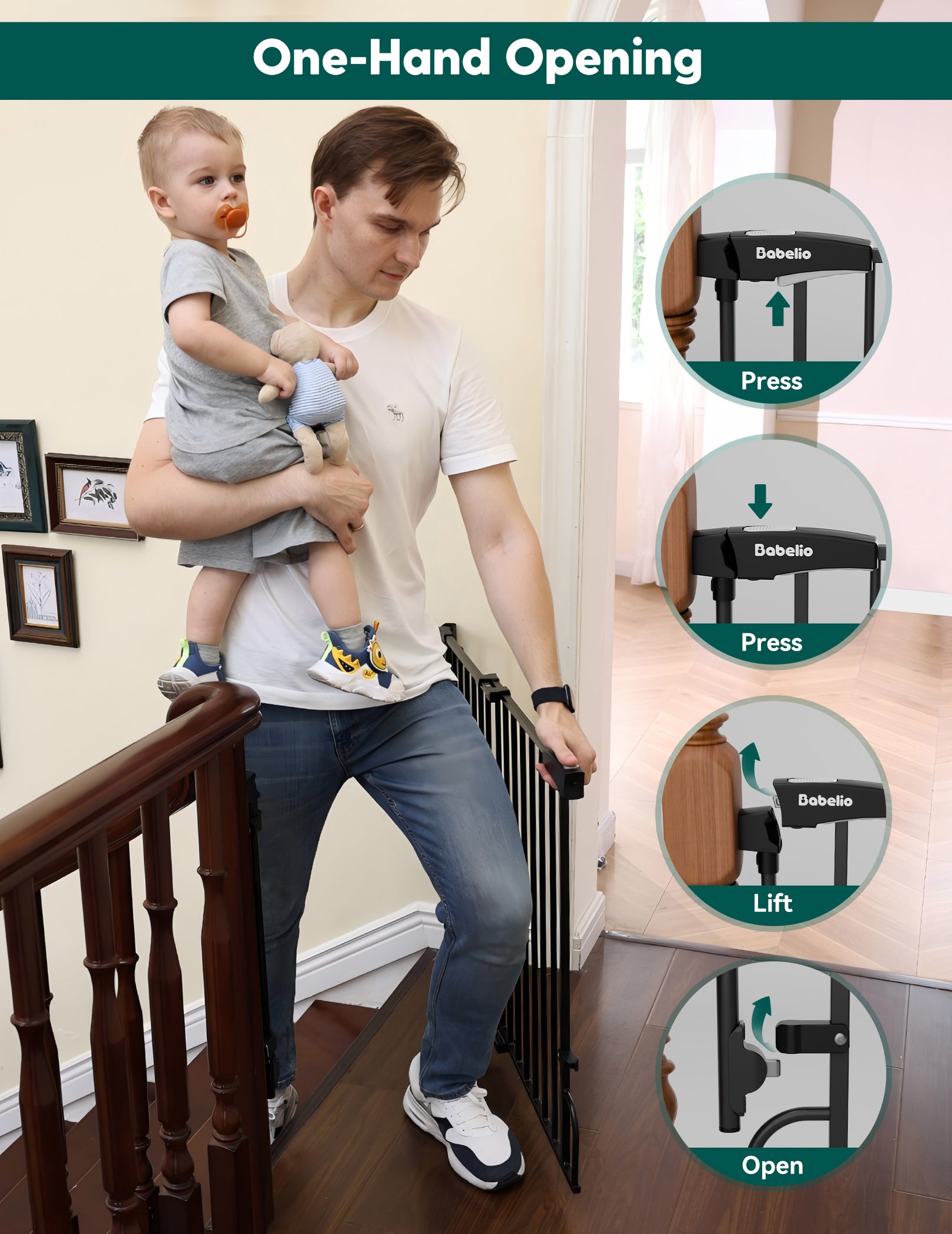 Boundless R30 ProFlex | 29-43"W Baby&Dog Gate for Stairs and Doorways