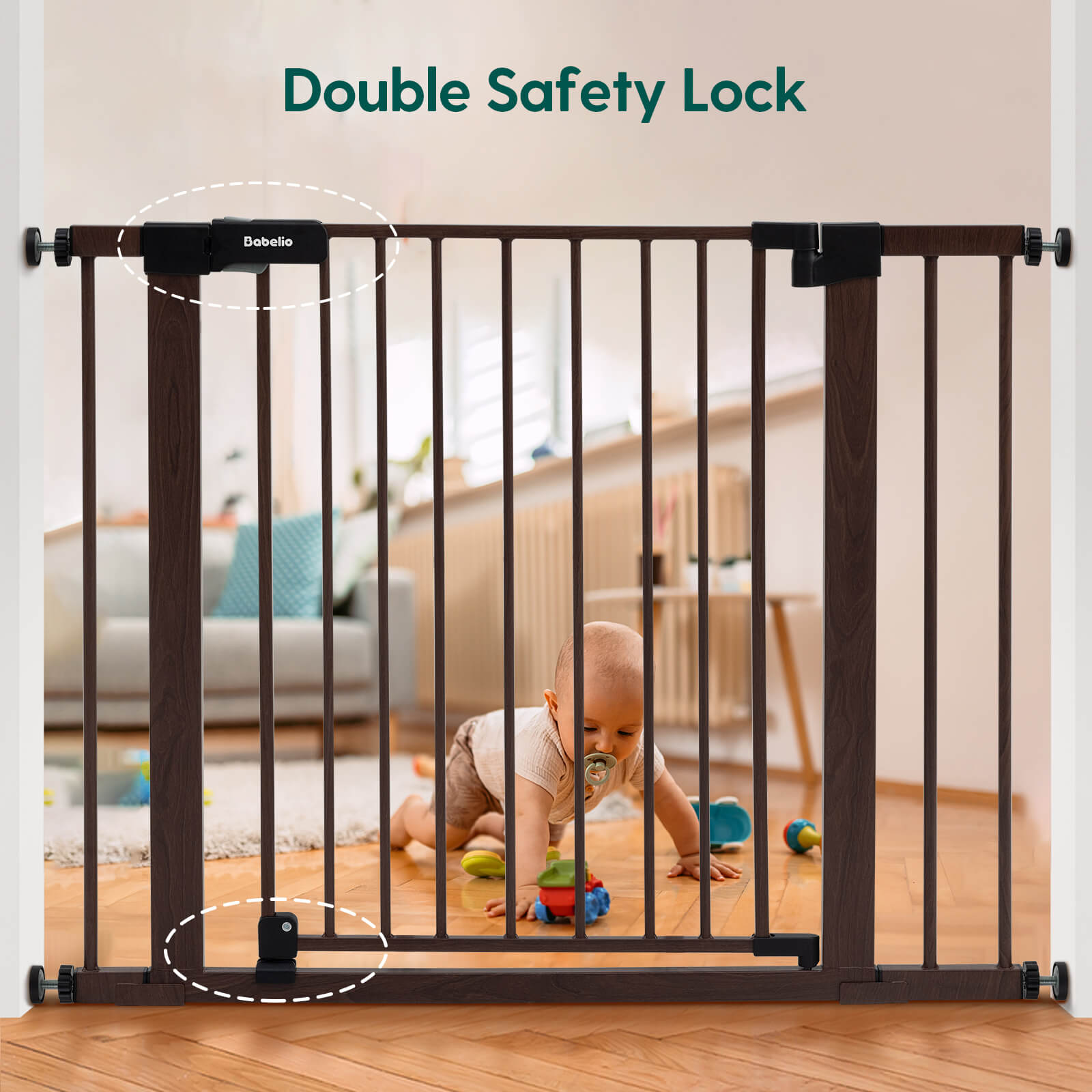 Babelio 29-40" Versatile Metal Safety Gate – Auto-Close, One-Hand Operation, for Stairs & Doorways, Pressure Mount