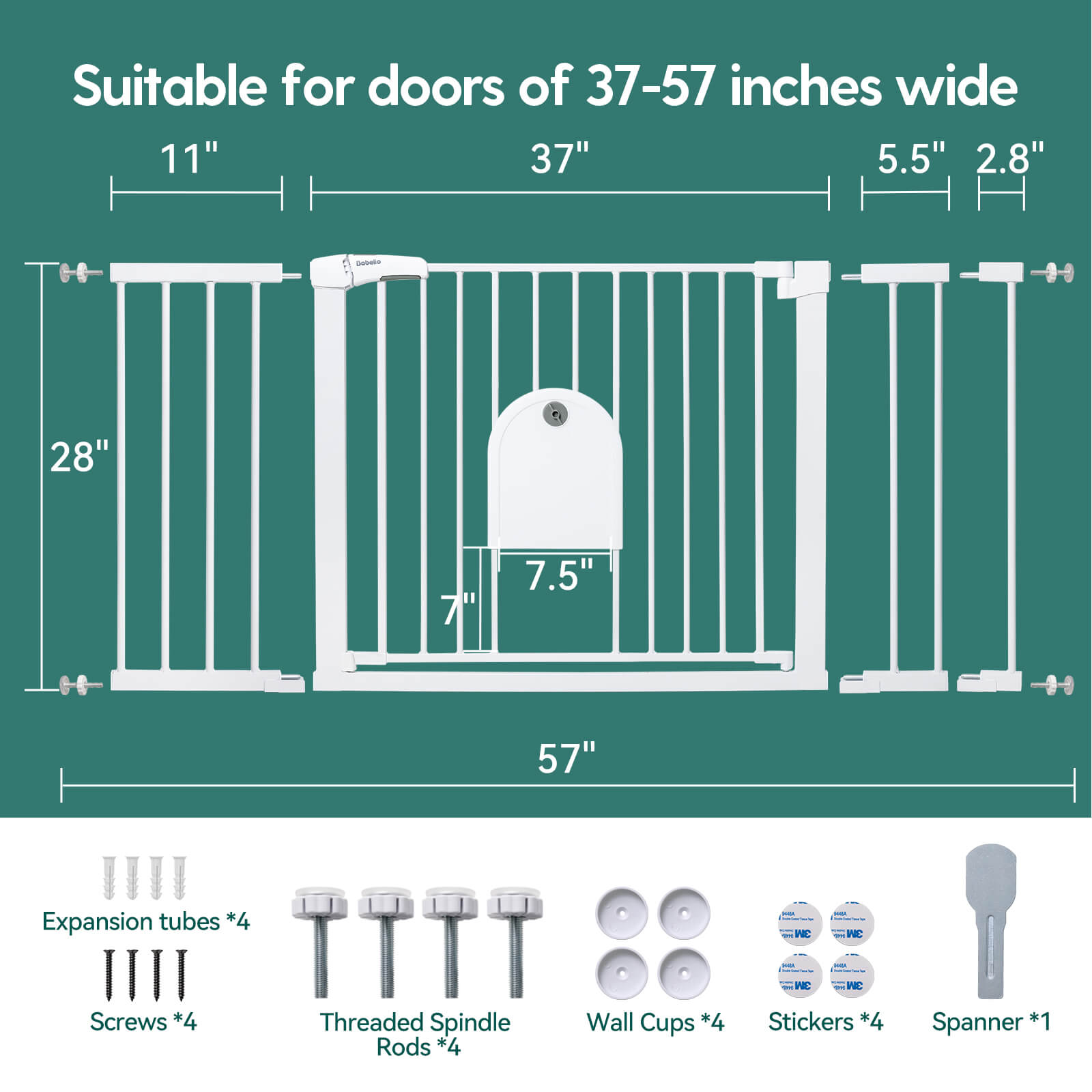 Babelio 29-55"W Fit Adjustable Safety Gate with Lockable Pet Door | Privilege