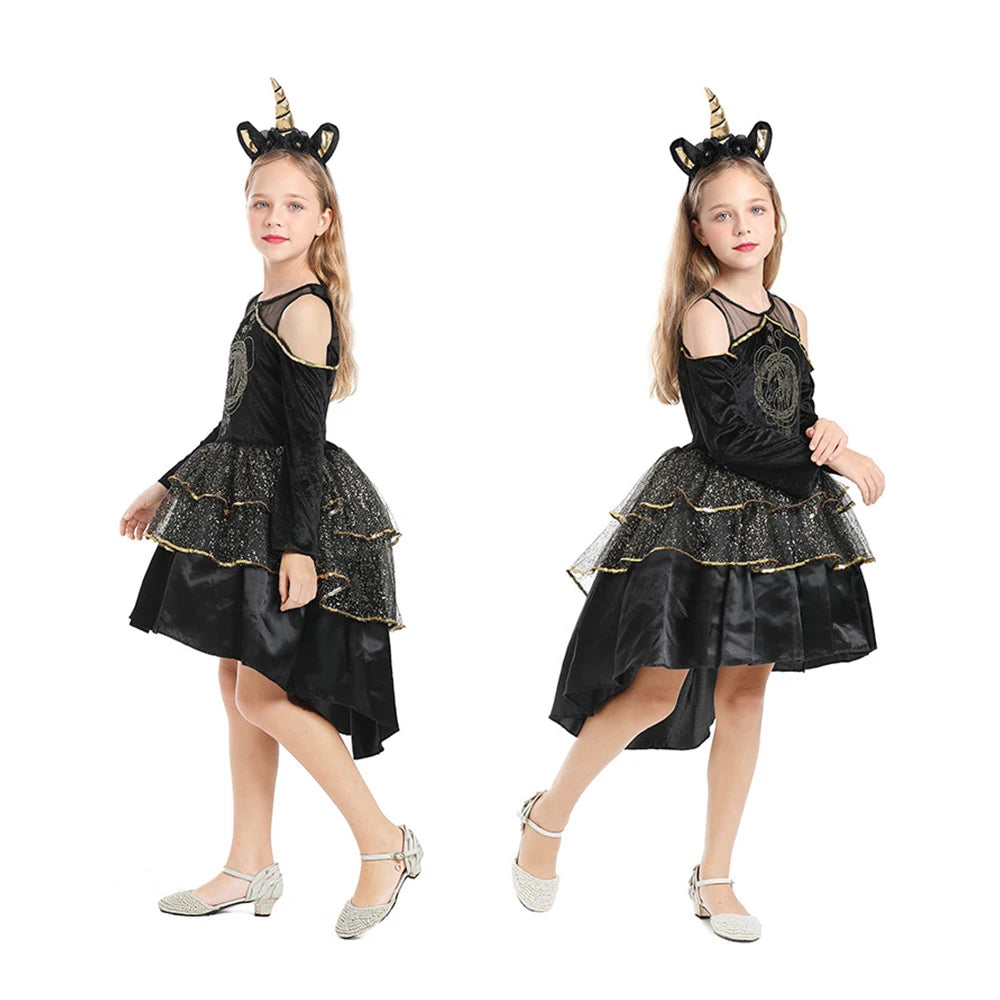 Tiny Cuddling Unicorn Costume with Black Tutu Skirt | 2024 Halloween Costume