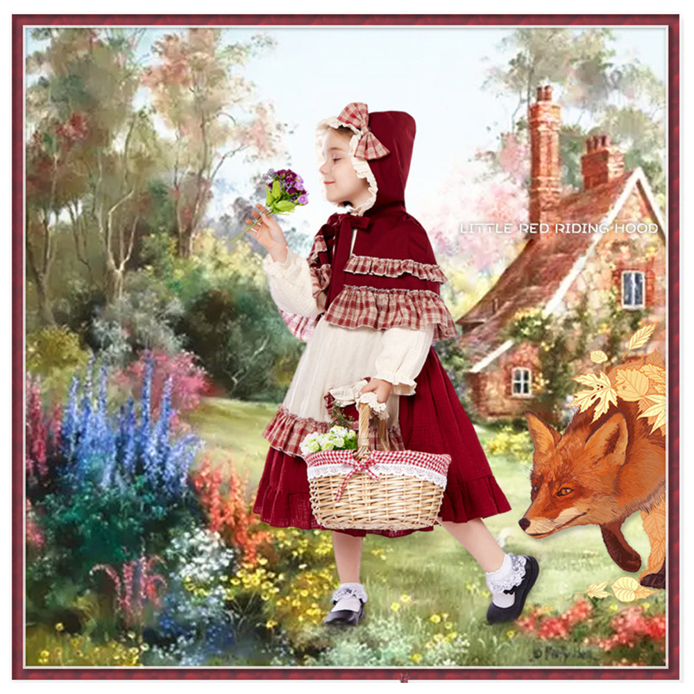 Tiny Cuddling Children's Little Red Riding Hood Costume - Perfect for Stage Plays and Christmas Celebrations