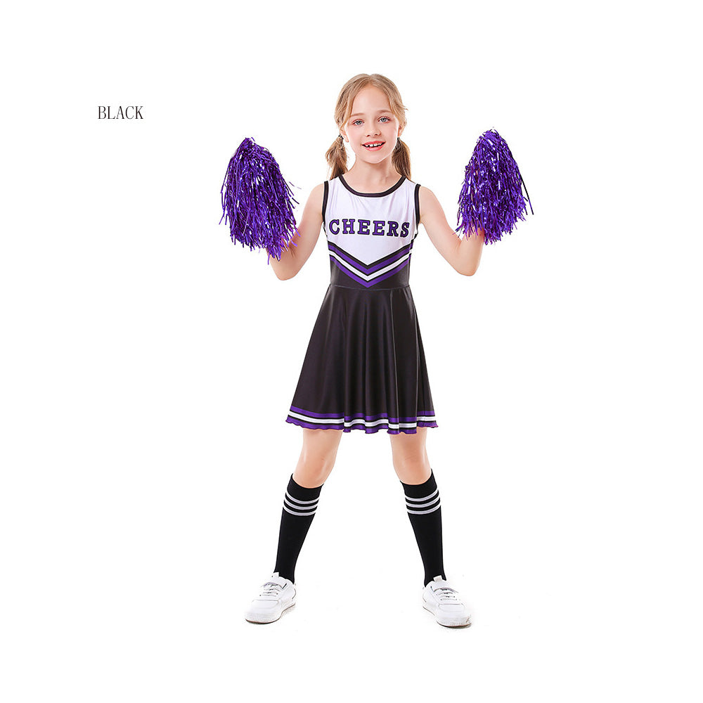 Tiny Cuddling Children's Cheerleader Costume Set - 5 Colors with Socks, Perfect for Stage Performances and Sports Events