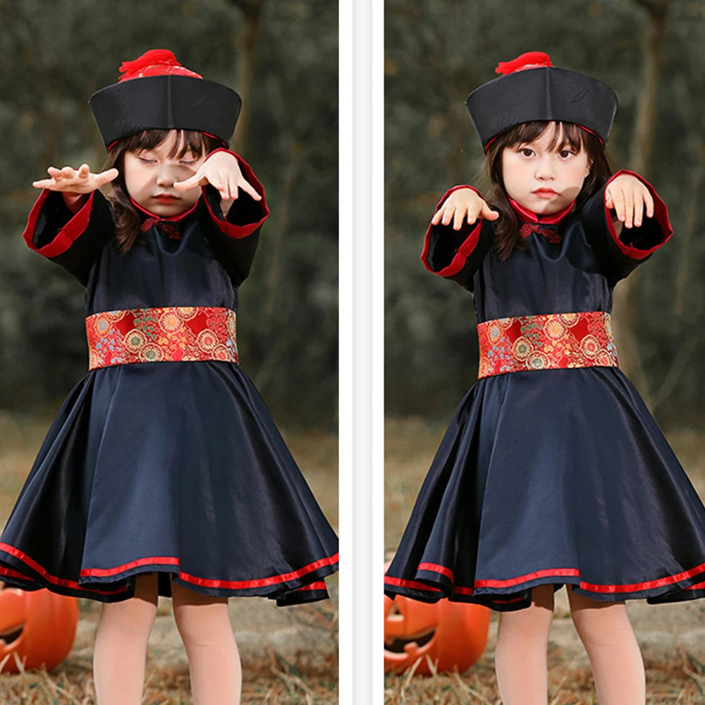 Tiny Cuddling Red and Black Zombie Costume for Girls | 2024 Halloween Costume