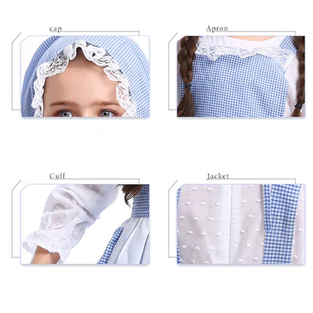 Tiny Cuddling Children's Theatre Costume - European Farm Girl Dress, Blue Gingham