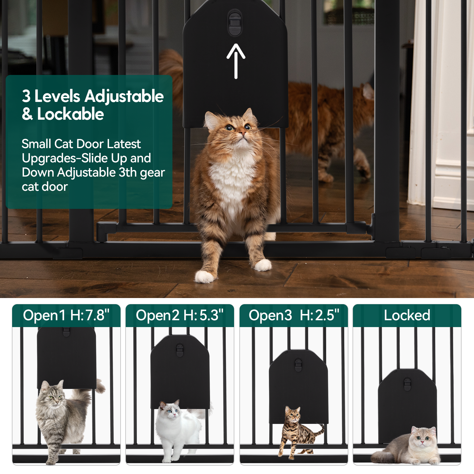 Babelio 29-55"W Fit Adjustable Safety Gate with Lockable Pet Door | Privilege