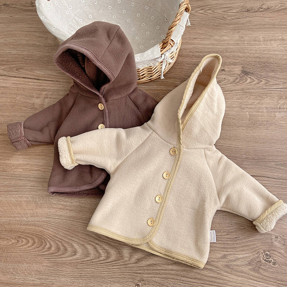 2023 Autumn Korean-Style Baby Outfit - Cozy Sherpa-Lined Hooded Jacket and Harem Pants Set