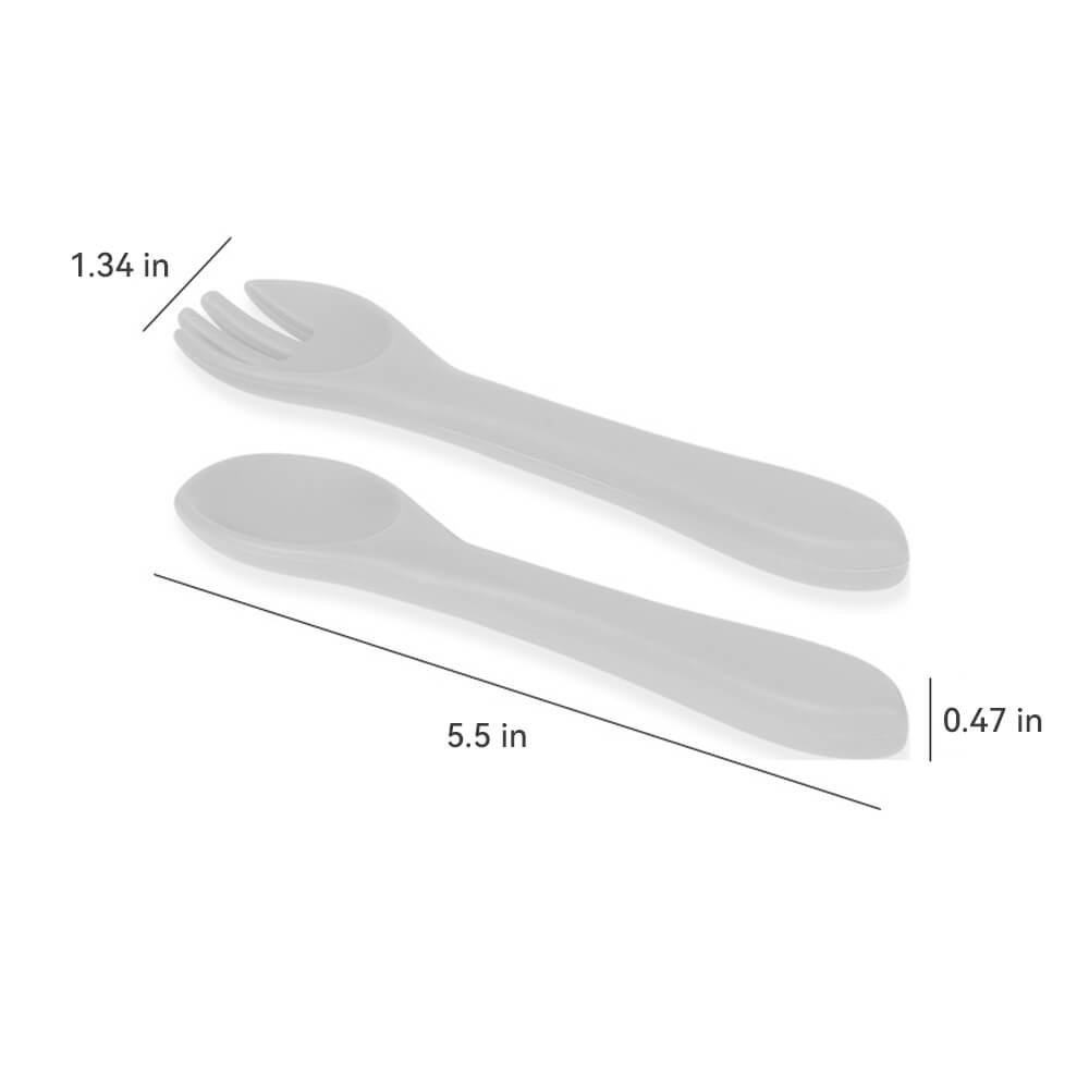 Baby Soft-Grip Silicone Spoon and Fork Set - Perfect for Training and Teething