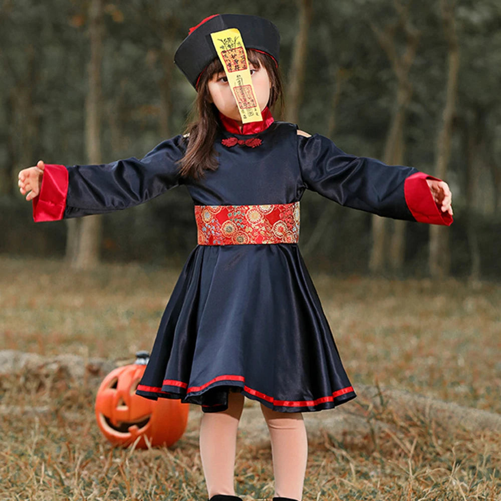 Tiny Cuddling Red and Black Zombie Costume for Girls | 2024 Halloween Costume