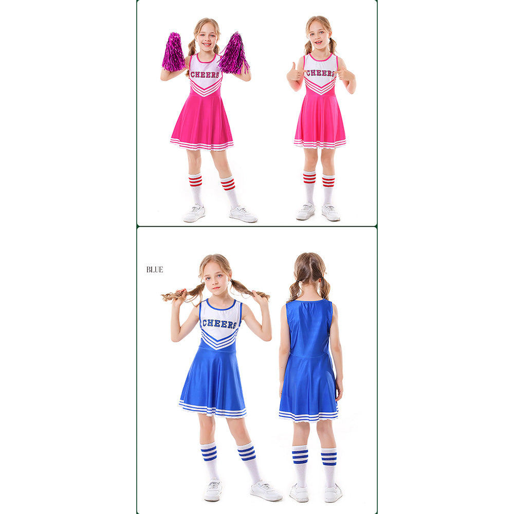 Tiny Cuddling Children's Cheerleader Costume Set - 5 Colors with Socks, Perfect for Stage Performances and Sports Events