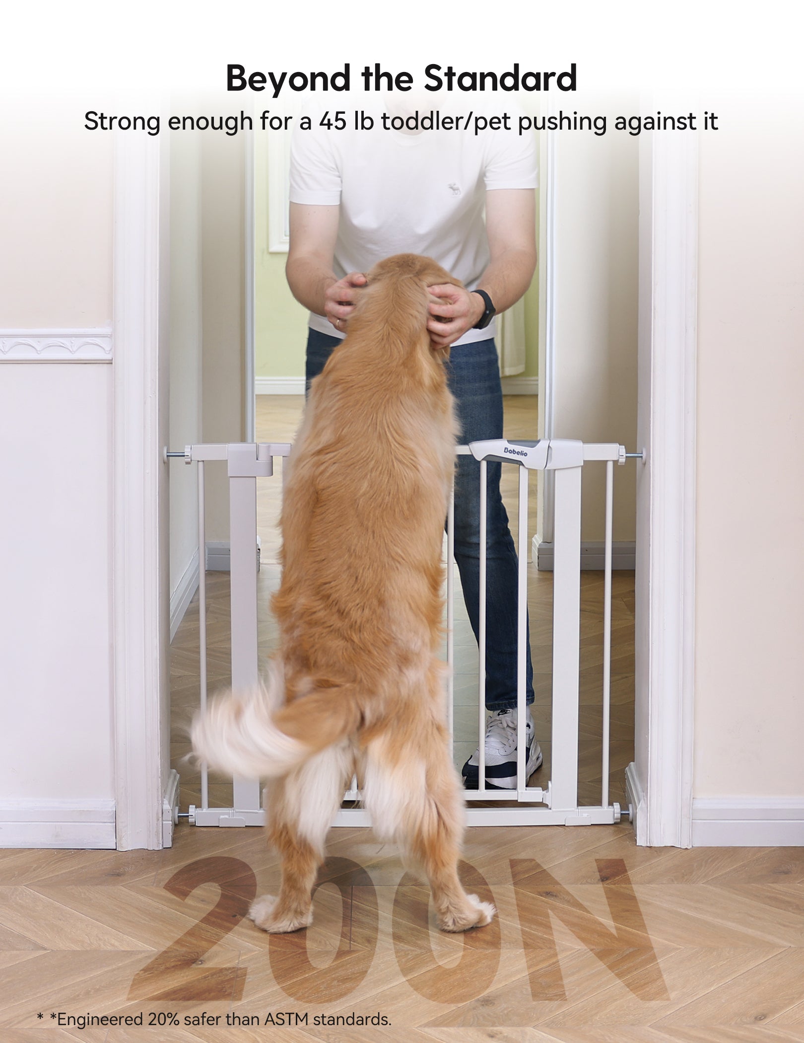 PressGuard P7 | Expandable Baby Gate for Stairs No Drill Pressure Mounted