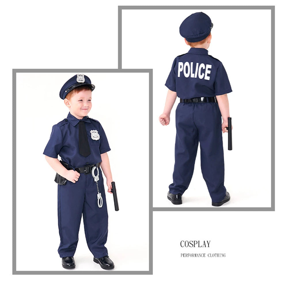 Tiny Cuddling Blue Police Officer Role-Play Costume with Props for Boys | 2024 Halloween Costume