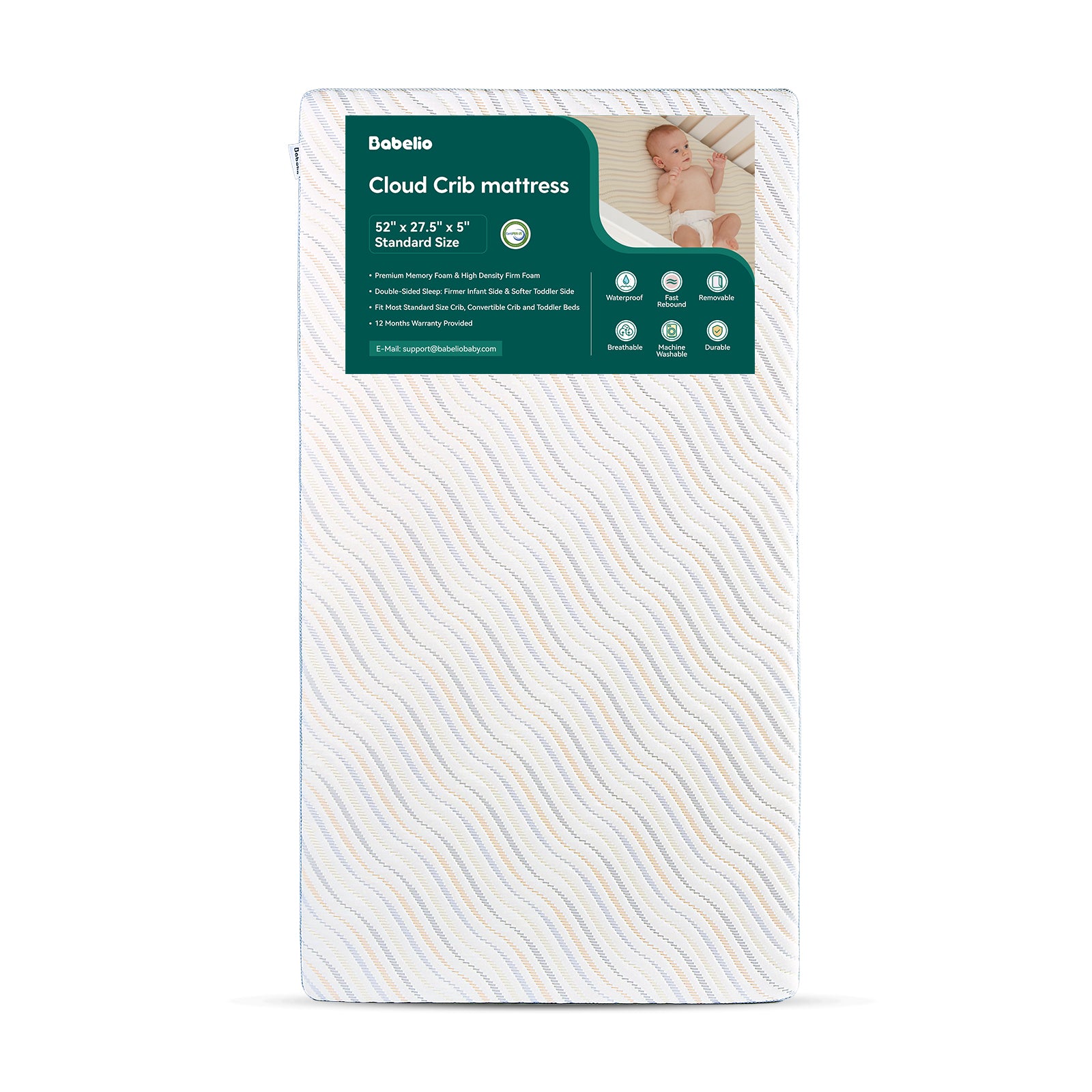 Cloud 4 USDA Bio Preferred Crib and Toddler Mattress with Soybean Fiber Mattress Cover