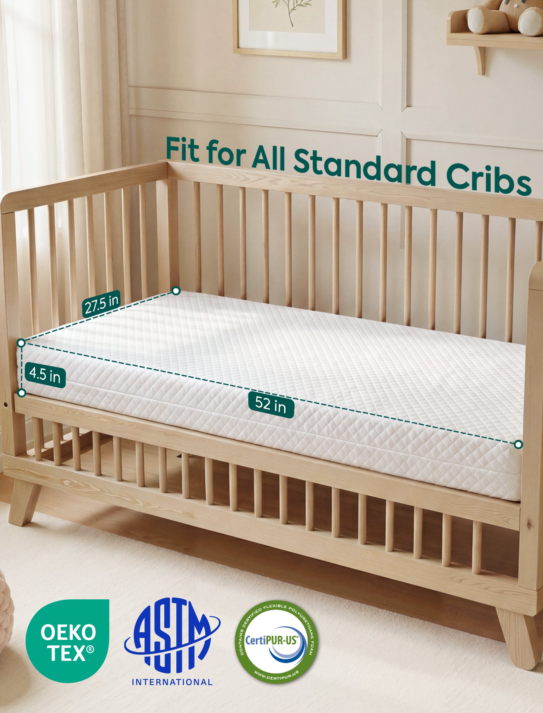 Babelio Dual-Sided Crib Mattress Memory Foam Waterproof Baby Mattress SO25 6 10