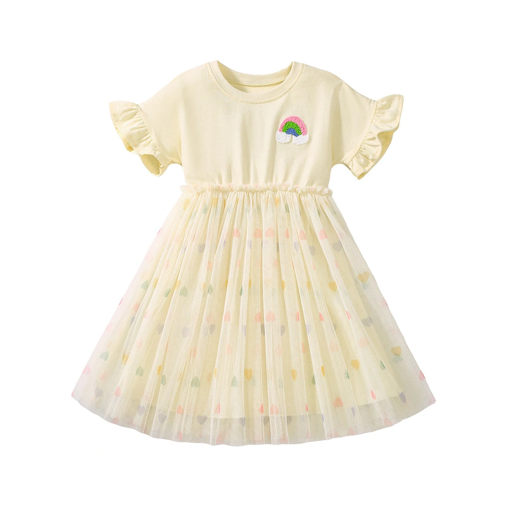 Tiny Cuddling Girls' Yellow Mesh Dress 鈥?Spring/Summer