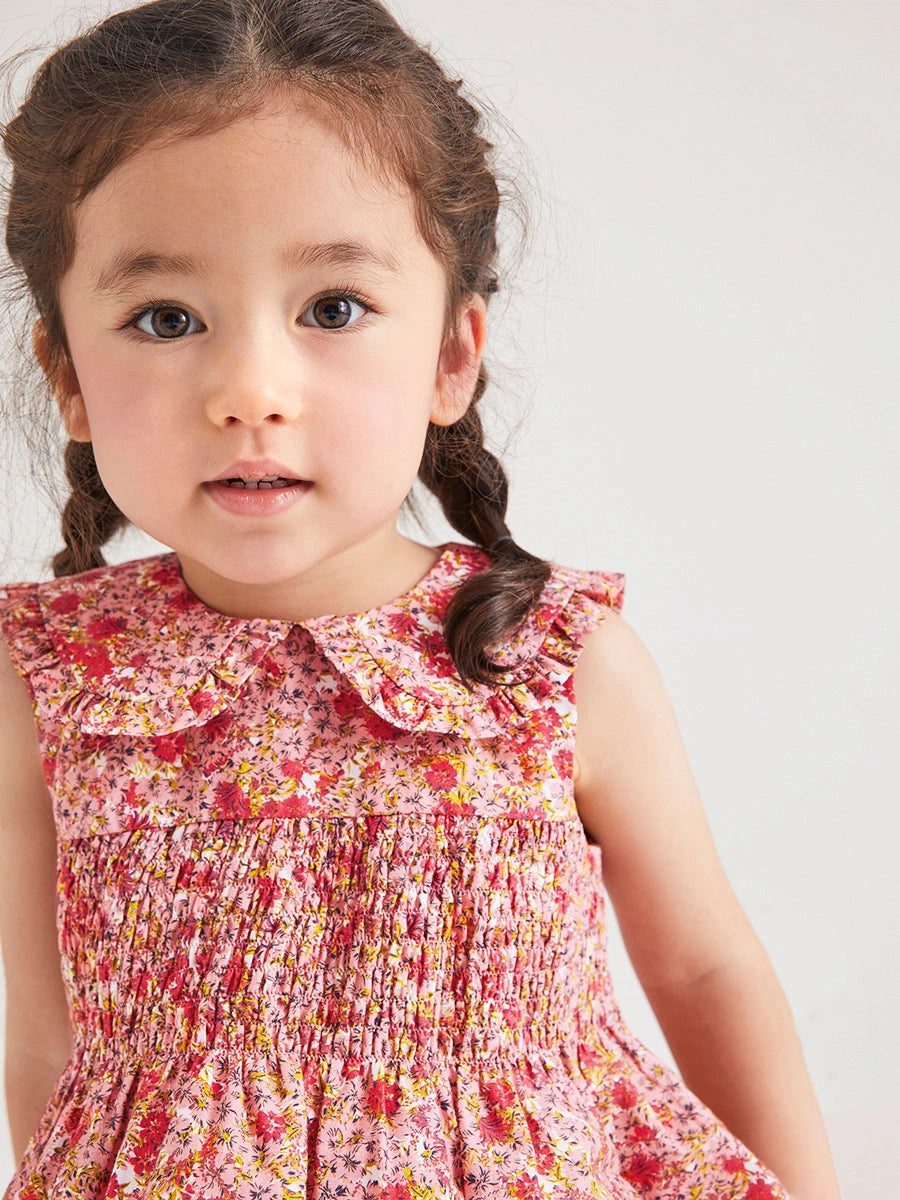 Tiny Cuddling Girls' Red Floral Dress 鈥?Spring/Summer